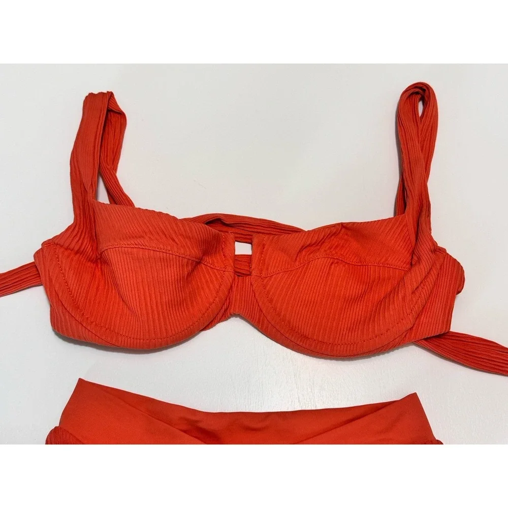 L*Space Nikita Underwire Top Small Bitsy Cut French High Bottom XS Bikini Orange